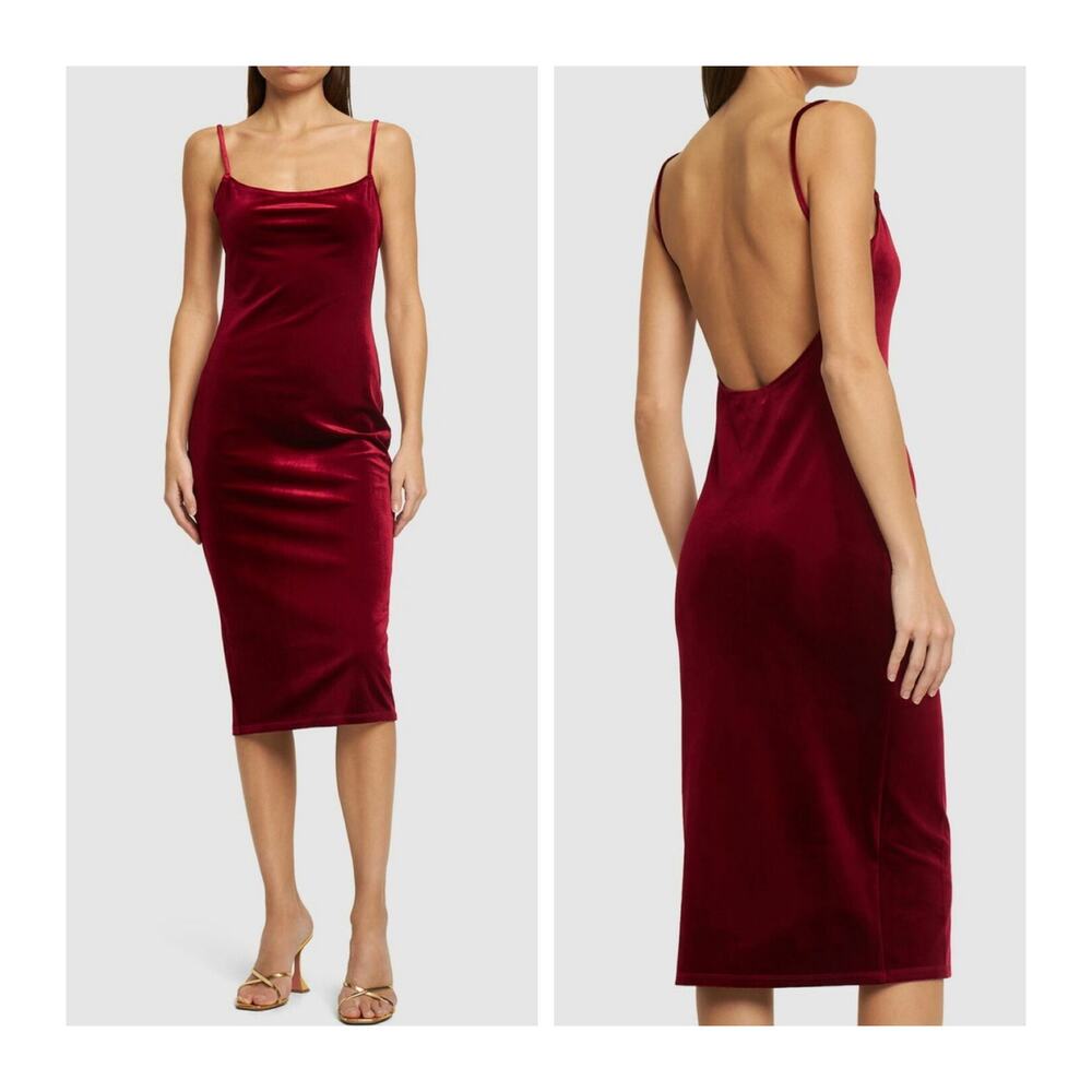 REFORMATION Midi Dress Merel Red Velvet New size XL